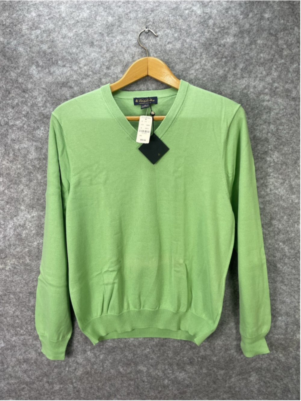Brooks Brothers Sweater Mens Medium Green Supima Cotton V Neck Knit Pullover